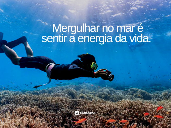 Mergulhar no mar é sentir a energia da vida. 