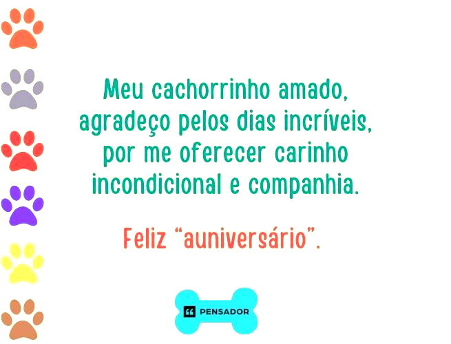 Meu cachorrinho amado, agradeço pelos dias incríveis e por me oferecer carinho incondicional e companhia. Feliz “auniversário”.