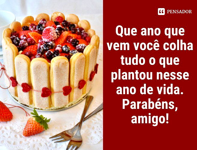 Que ano que vem você colha tudo o que plantou nesse ano de vida. Parabéns, amigo!