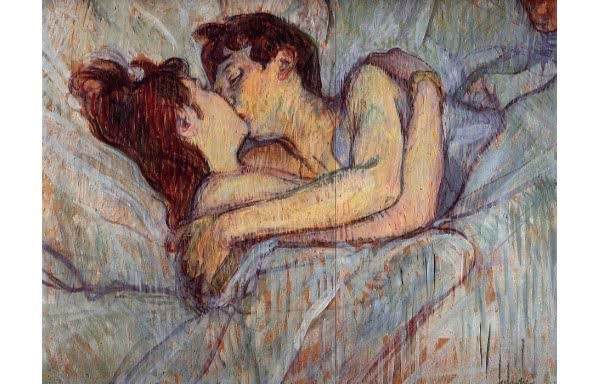 na cama beijo