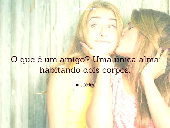 O que é um amigo? Uma única alma habitando dois corpos. Aristóteles