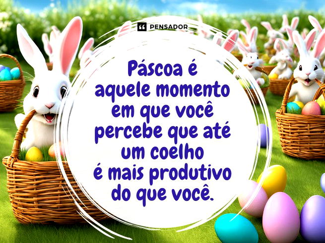 Páscoa é aquele momento em que você percebe que até um coelho é mais produtivo do que você.  