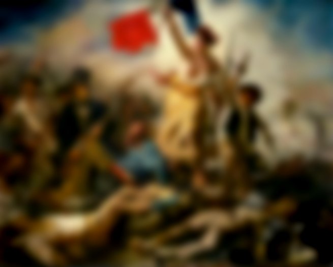 Pintura 'A Liberdade Guiando o Povo' de Eugène Delacroix