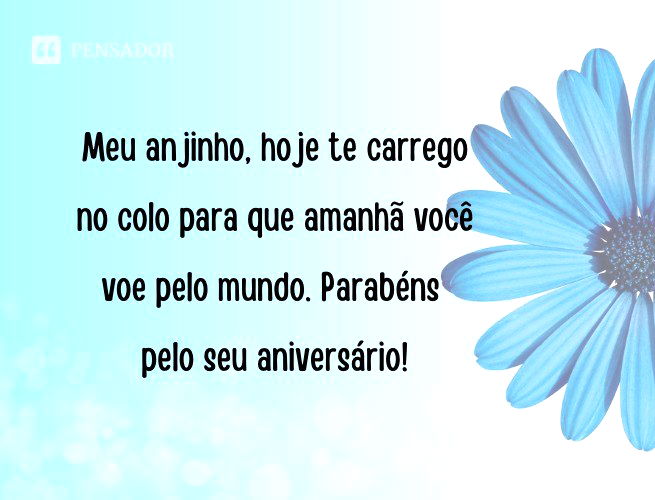 Meu anjinho, hoje te carrego no colo para que amanhã você voe pelo mundo. Parabéns pelo seu aniversário!