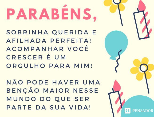 Featured image of post Mensagem De Feliz Anivers rio Pra Sobrinha Mensagem de feliz anivers rio se a felicidade pudesse ser presenteada n o haveria papel suficiente para embrulhar toda a felicidade que desejo para voc