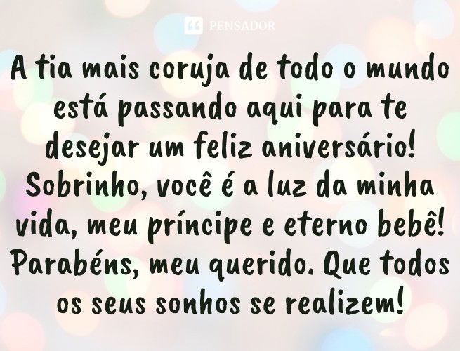 Featured image of post Querido Mensagem De Anivers rio De Tia Para Sobrinho Meu sobrinho voc um anjinho que enche nossa casa de alegria quando vem nos visitar