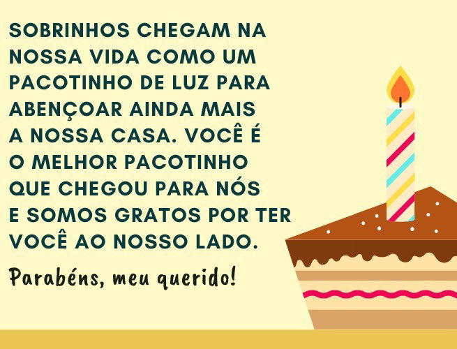 Featured image of post Mensagens De Anivers rio Para Sobrinho Uma pessoa especial como voc merece tudo de bom que existe neste mundo e mais um pouco