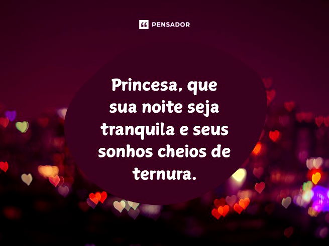 Princesa, que sua noite seja tranquila e seus sonhos cheios de ternura.