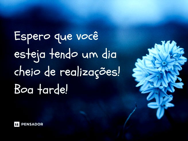 Espero que você esteja tendo um dia cheio de realizações! Boa tarde!