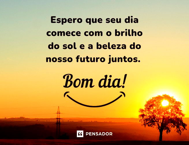 Espero que seu dia comece com o brilho do sol e a beleza do nosso futuro juntos. Bom dia!