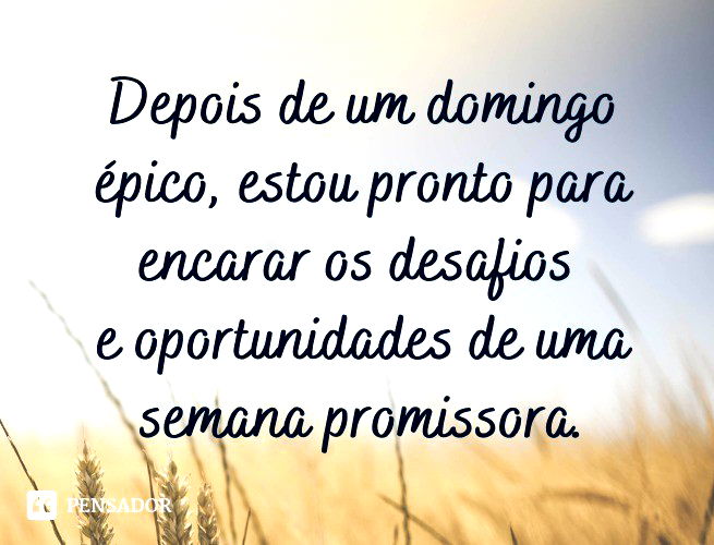 Depois de um domingo épico, estou pronto para encarar os desafios e oportunidades de uma semana promissora.
