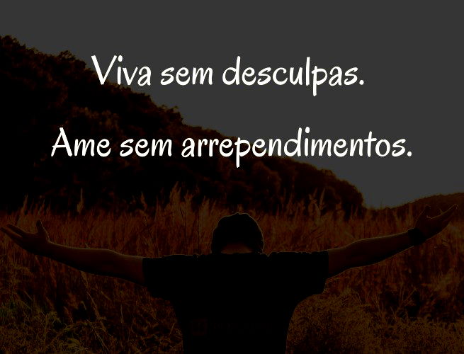 Viva sem desculpas. Ame sem arrependimentos.