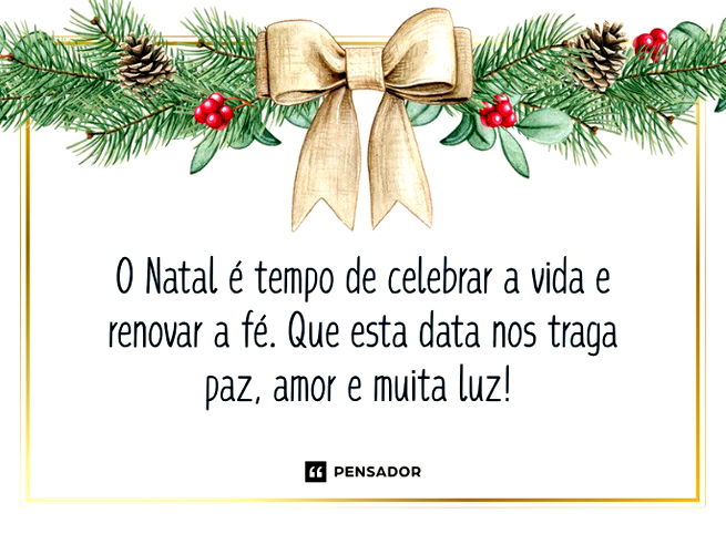 O Natal é tempo de celebrar a vida e renovar a fé. Que esta data nos traga paz, amor e muita luz!