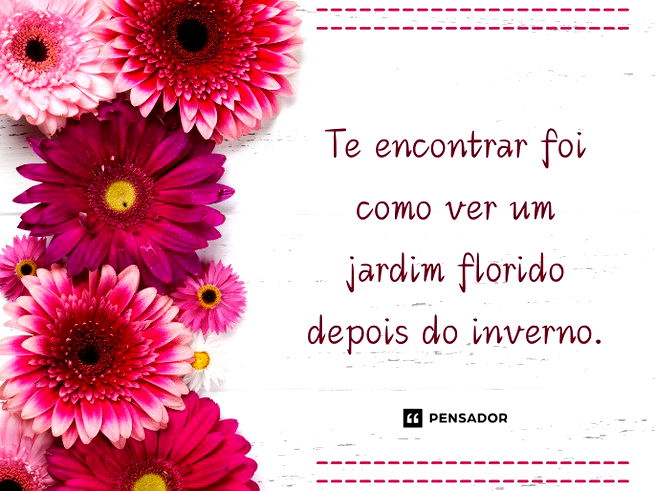 Te encontrar foi como ver um jardim florido depois do inverno. 🌹🌻