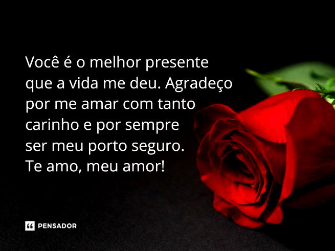 Você é o melhor presente que a vida me deu. Agradeço por me amar com tanto carinho e por sempre ser meu porto seguro. Te amo, meu amor!