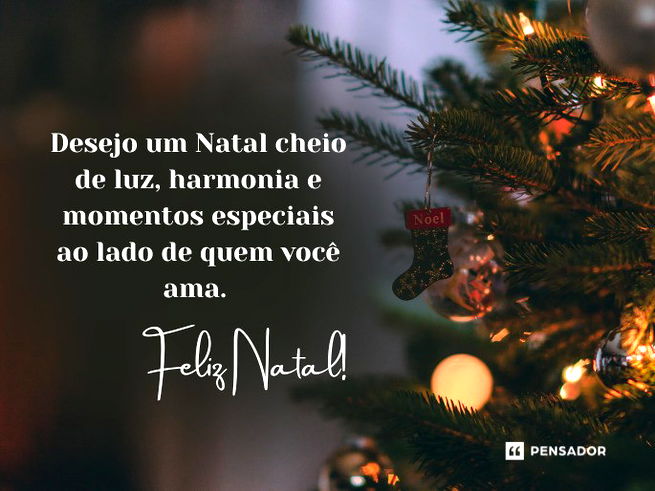 Desejo um Natal cheio de luz, harmonia e momentos especiais ao lado de quem você ama. Feliz Natal!