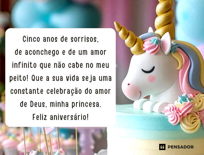 Cinco anos de sorrisos, de aconchego e de um amor infinito que não cabe no meu peito! Que a sua vida seja uma constante celebração do amor de Deus, minha princesa. Feliz aniversário!