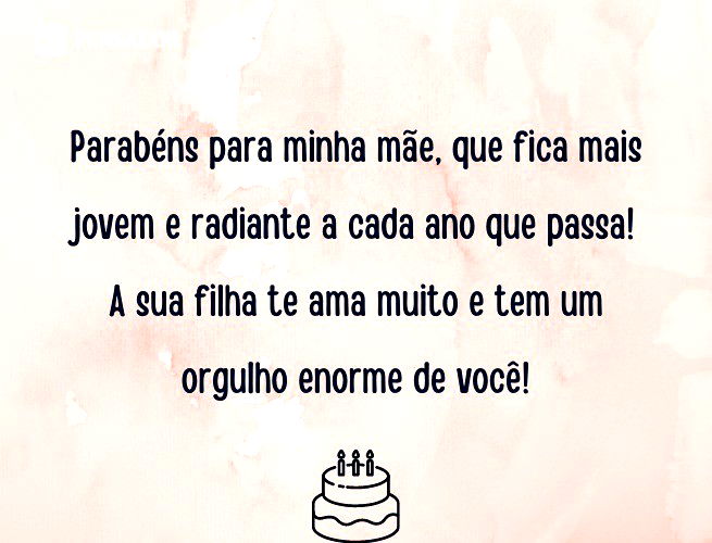 Parabéns para minha mãe, que fica mais jovem e radiante a cada ano que passa! A sua filha te ama muito e tem um orgulho enorme de você!