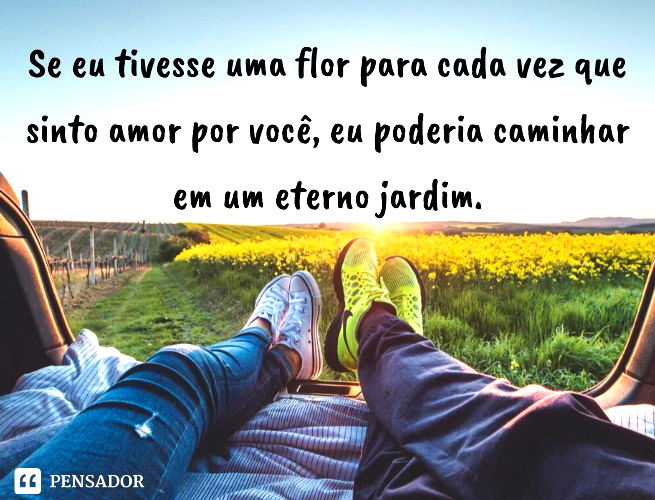 Se eu tivesse uma flor para cada vez que sinto amor por você, eu poderia caminhar em um eterno jardim.