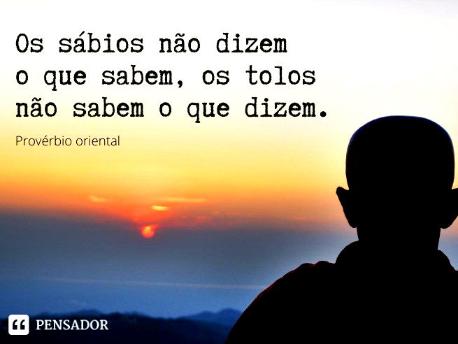 Os sábios não dizem o que sabem, os tolos não sabem o que dizem. Provérbio oriental