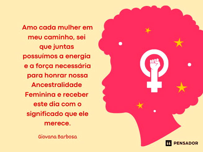 Amo cada mulher em meu caminho, sei que juntas possuímos a energia e a força necessária para honrar nossa Ancestralidade Feminina e receber este dia com o significado que ele merece. AhooooowGiovana Barbosa