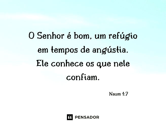 O Senhor é bom, um refúgio em tempos de angústia. Ele conhece os que nele confiam. Naum 1:7