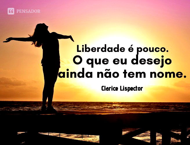 Liberdade é pouco. O que eu desejo ainda não tem nome.  Clarice Lispector