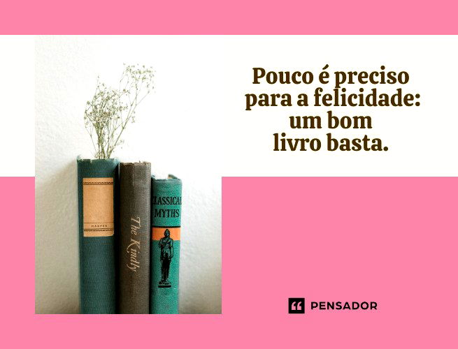 Pouco é preciso para a felicidade: um bom livro basta.