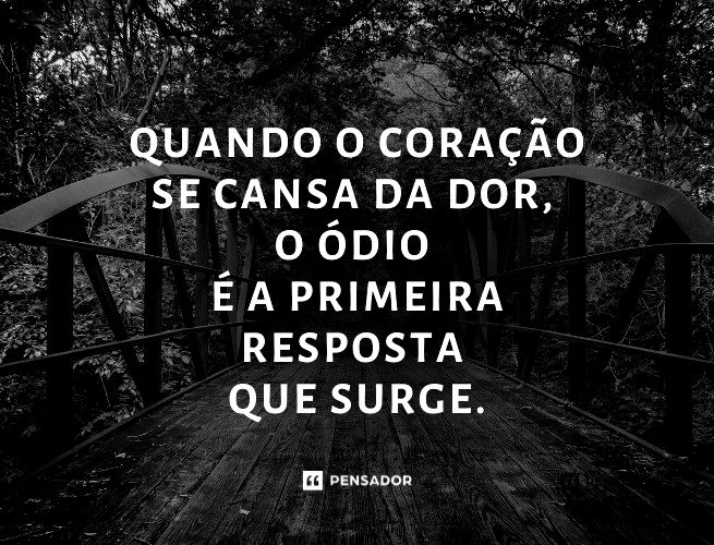 Quando o coração se cansa da dor, o ódio é a primeira resposta que surge.