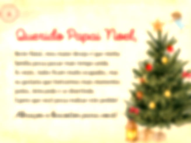 Querido Papai Noel,  Neste Natal, meu maior desejo é que minha família possa passar mais tempo unida. Às vezes, todos ficam muito ocupados, mas eu gostaria que tivéssemos mais momentos juntos, brincando e se divertindo. Espero que você possa realizar este pedido!  Abraços e biscoitos para você!