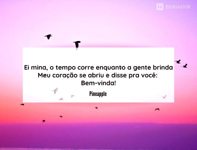 Ei mina, o tempo corre enquanto a gente brinda Meu coração se abriu e disse pra você: Bem-vinda!