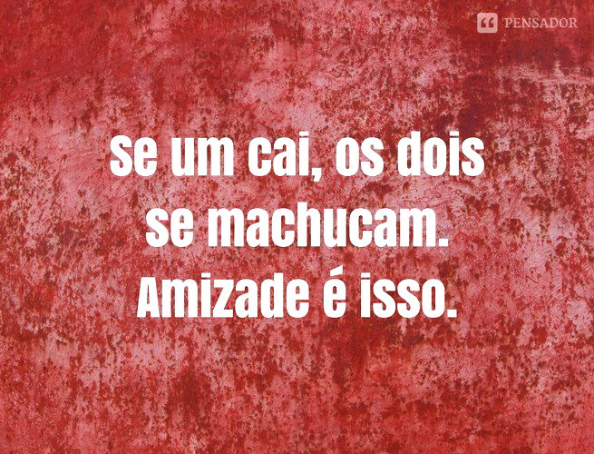 Se um cai, os dois se machucam. Amizade é isso.