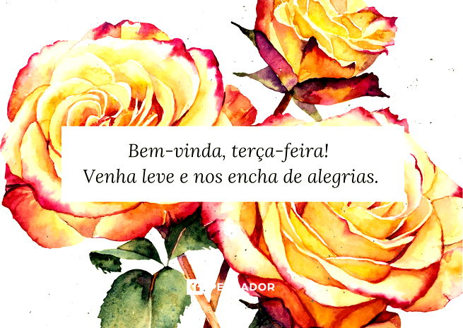 Bem-vinda, terça-feira! Venha leve e nos encha de alegrias.