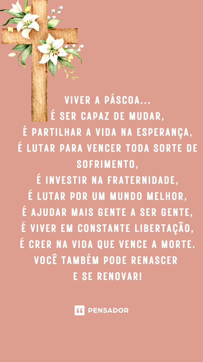 A Páscoa mais doce. Não é coberta com chocolate. É aquela recheada de amor, fé, união, gratidão e a humildade do perdão.  Num momento de reflexão e renovação. Ajudar o próximo estendendo a mão. Partilhando o amor sincero de alma e coração.