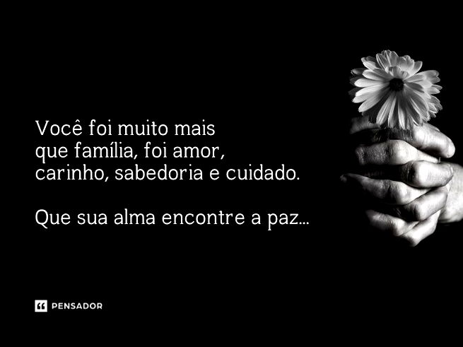 Você foi muito mais que família, foi amor, carinho, sabedoria e cuidado. Que sua alma encontre a paz, e que eu encontre consolo em tudo que vivemos.