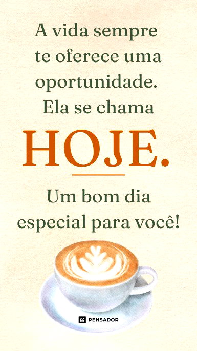 Xícara de café aquarelada com mensagem e fundo simulando papel.